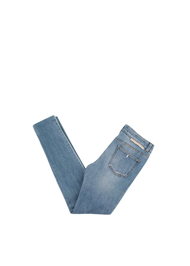 Stella McCartney Light Blue Frayed Detailed Denim Jeans in Blue Denim from HEWI