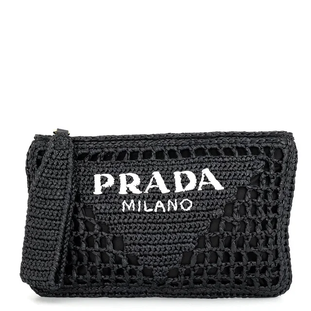 Prada Raffia Envelope Handbag Black1BF129.2A2T Raffia in Raffia from GALLERY RARE
