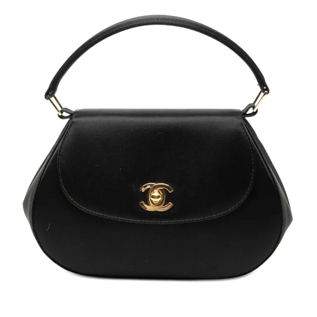 Blue Chanel CC Satin Top Handle Flap Handbag in Blue Satin from Designer Revival, photo 1 of 1