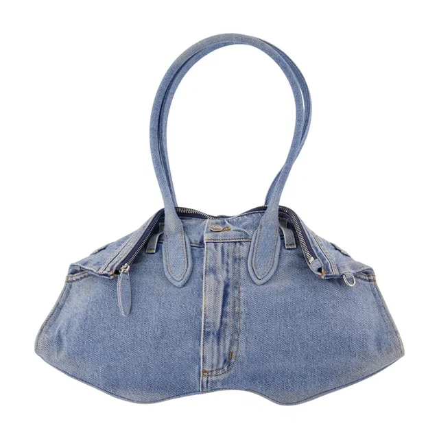 Alexander McQueen Manta Shoulder Bag — Blue Denim in Blue Denim from HEWI