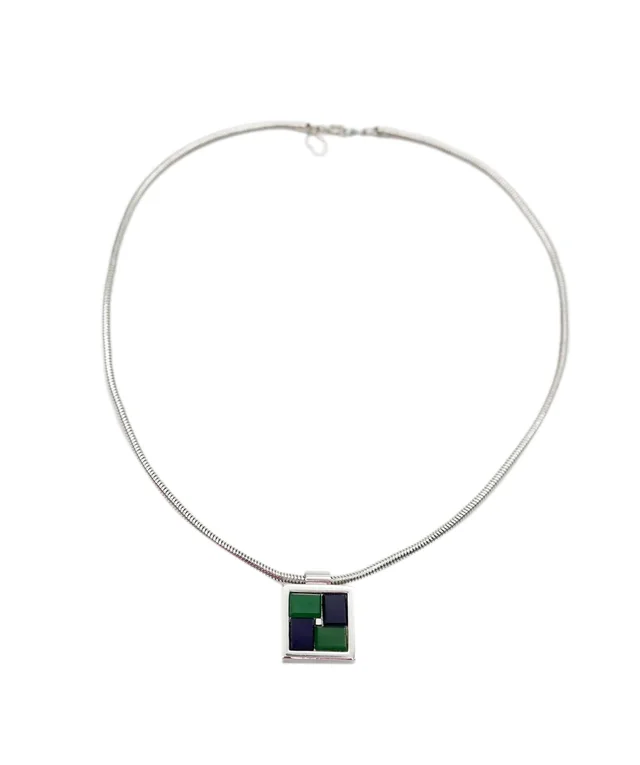 Givenchy blue & green silver earring and necklace set in Blue Leather from Luxury Promise, photo 2 of 2