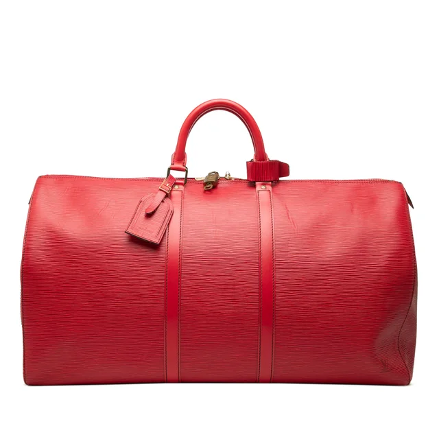 Red Louis Vuitton Epi Keepall 55 Travel Bag in Red Leather from Designer Revival, photo 1 of 1