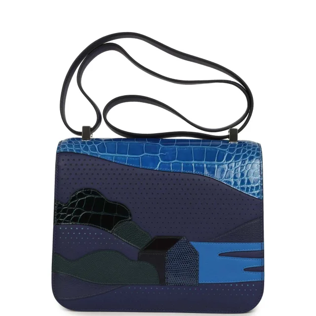 Hermès "Au Bout Du Monde" Constance 24 Bleu Zellige in Navy Swift leather from Madison Avenue Couture, photo 4 of 10