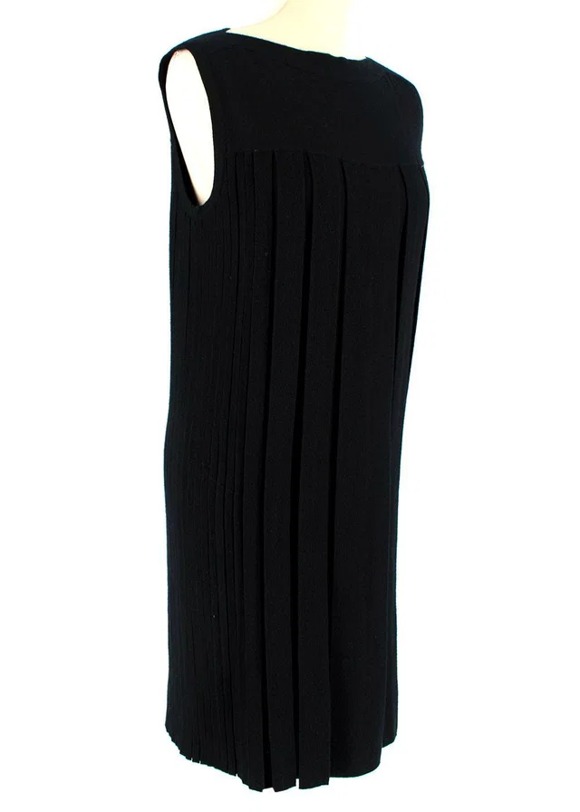 Hermès Black Cashmere Knit Pleated Dress in Black Cashmere from HEWI