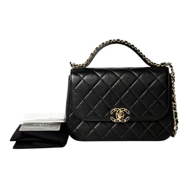 Chanel 19 Black Handle Chain Bag with GHW in Black from Luxury Promise