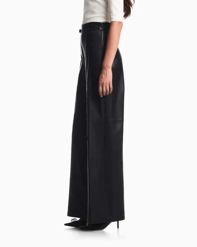 Emporio Armani Trousers in leather with high waist wide leg and belt, photo 5 of 7 from SENSER