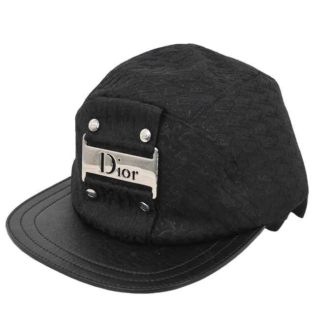 Dior Black Street Chic Trotter Cap Hat #58 Small Good in Black Resin from AMORE Vintage Tokyo