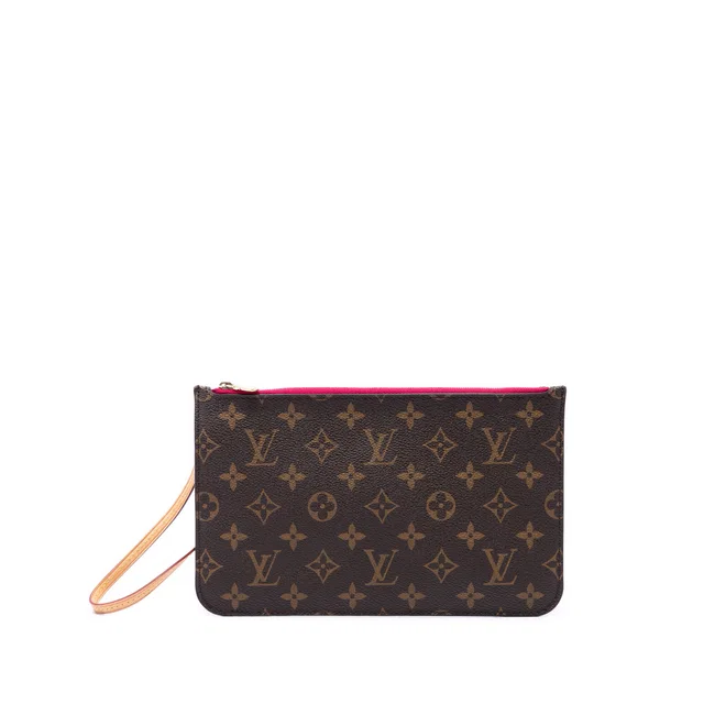 Brown Louis Vuitton Monogram Neverfull MM Pouch in Brown Coated canvas from Designer Revival