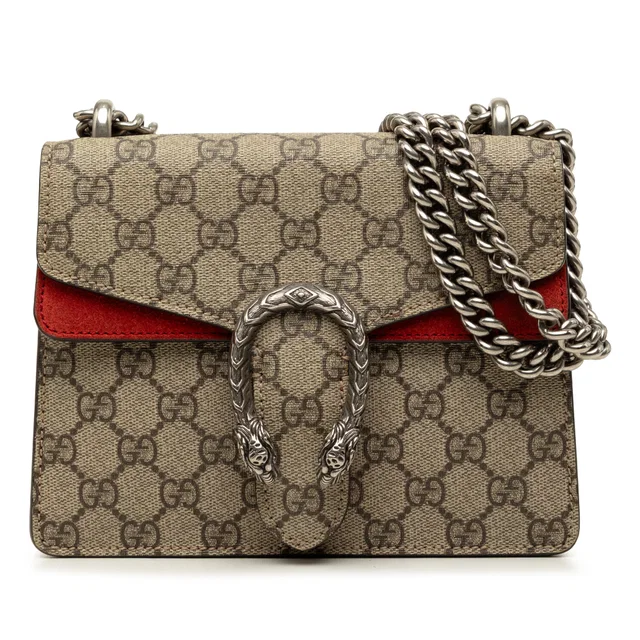 Beige Gucci Small GG Supreme Dionysus Crossbody in Beige Suede from Designer Revival