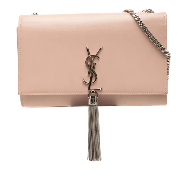 Pink Saint Laurent Medium Smooth Calfskin Classic Monogram Kate Tassel Crossbody in Pink Calfskin from Designer Revival