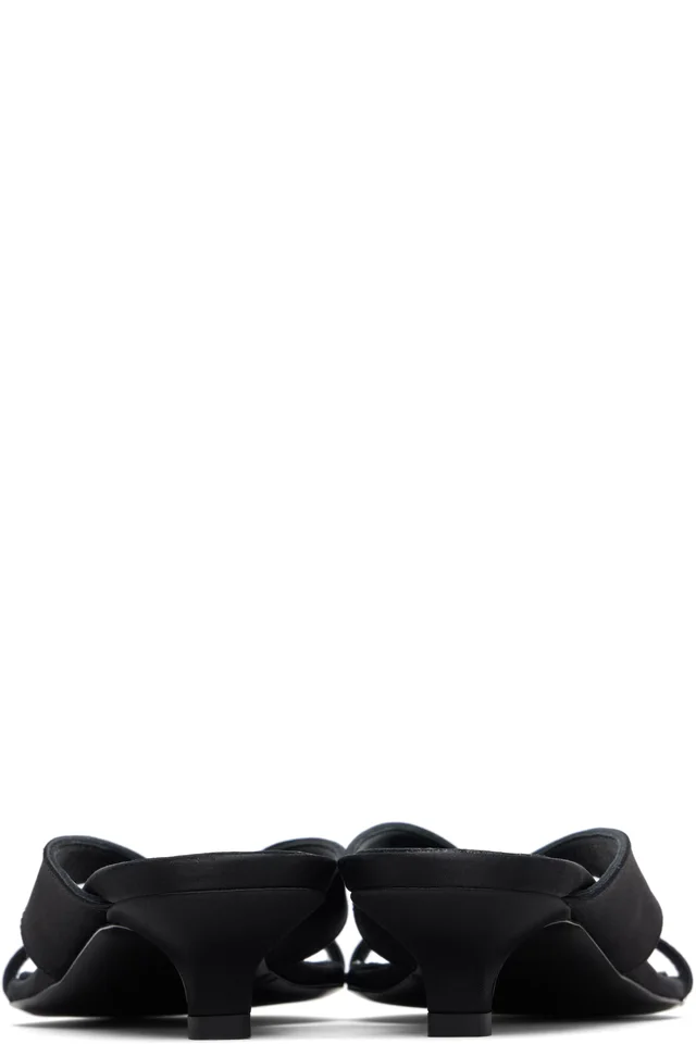 TOTEME Black Bow Satin Sandals, photo 2 of 5 from SSENSE