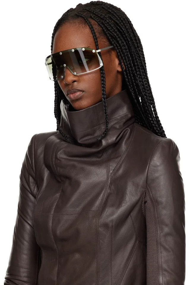 Rick Owens Silver Shielding Sunglasses, photo 4 of 4 from SSENSE
