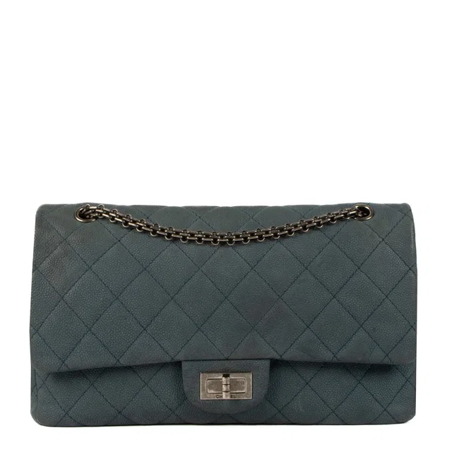 Chanel Jeans Blue Matte Caviar Maxi Reissue 2.55 Bag in Blue Caviar leather from Labellov