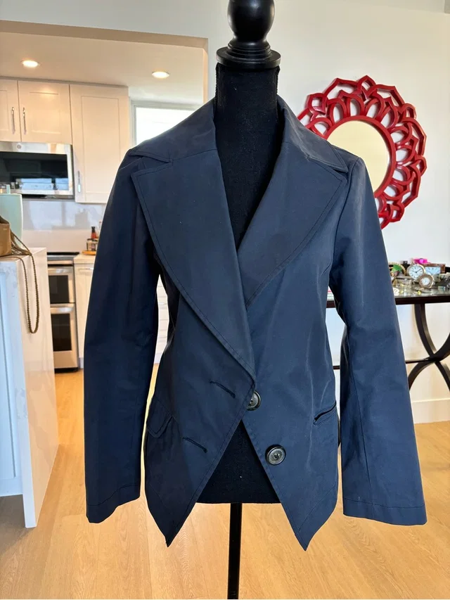 Vivienne Westwood Navy Blue Asymmetric Button Trench Blazer in blue from Poshmark