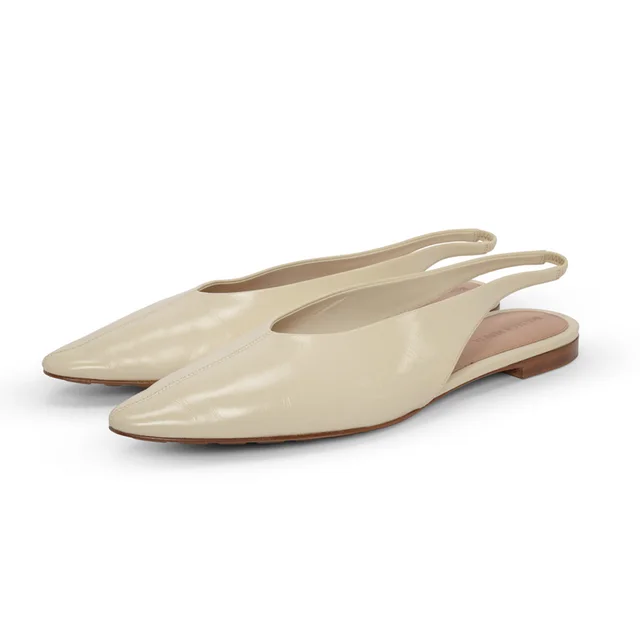 Bottega Veneta Shiny Calfskin Sofia Slingback Flats 41 in Ivory Calfskin from Blue Spinach