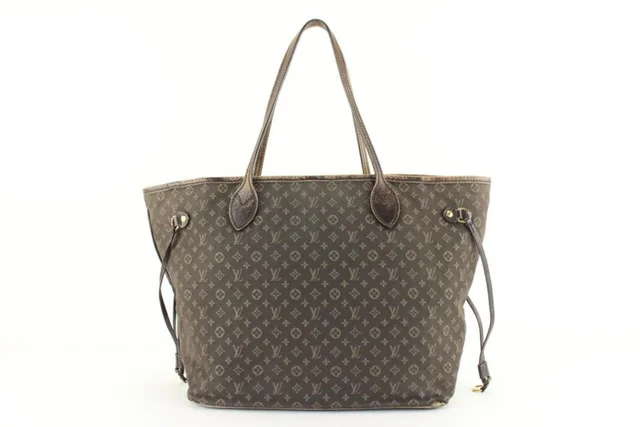 Louis Vuitton Dark Brown Fusain Mini Lin Monogram Idylle Neverfull MM Tote in Brown Canvas from Bagriculture
