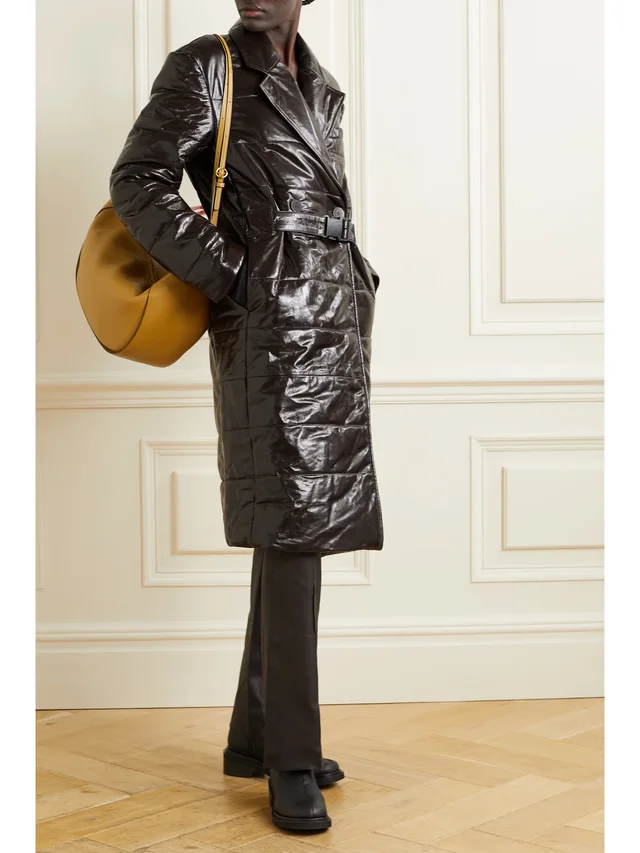 REMAIN BIRGER CHRISTENSEN Gia double-breasted quilted padded patent-leather coat in Brown, photo 2 of 2 from NET-A-PORTER (Canada)