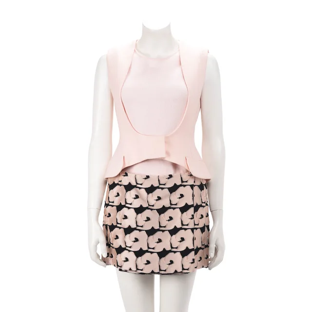 Dior Jacquard Scoop Neck Dress FR 38 in Pink & Black from Blue Spinach