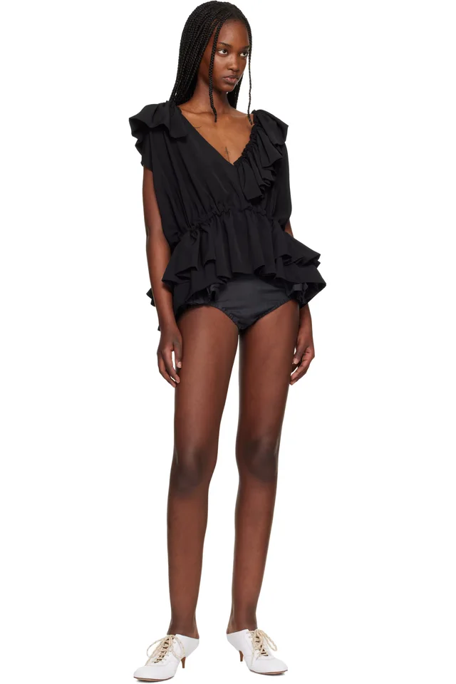 Dries Van Noten Black Ruffled Briefs, photo 4 of 4 from SSENSE