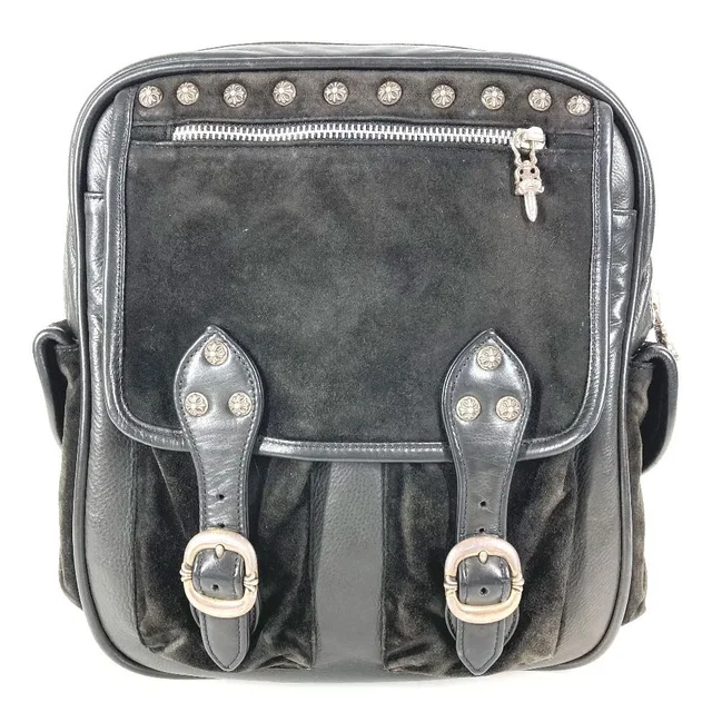 Chrome Hearts Backpack Gunslinger Logo Cross Leather Suede Black in Black Suede from The Reluxe