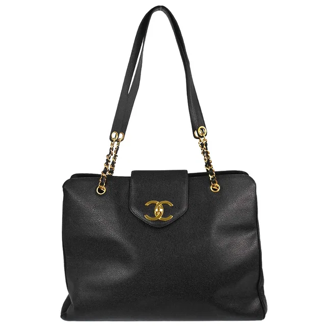 Chanel 1996-1997 Black Caviar Supermodel Tote Shoulder in Black Caviar leather from AMORE Vintage Tokyo