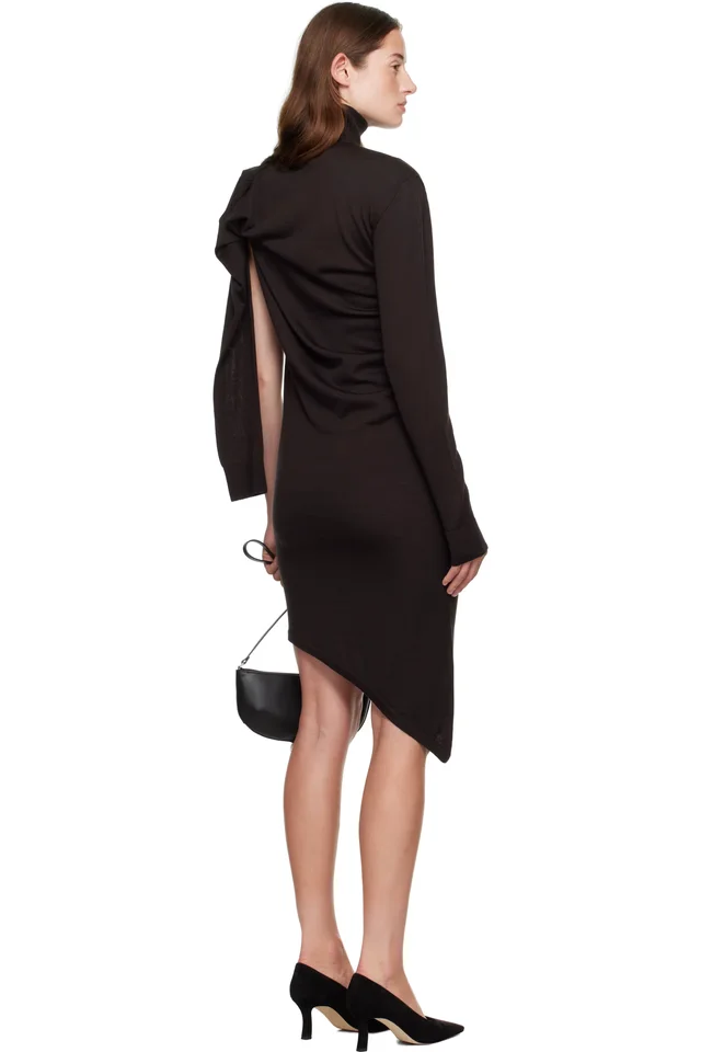 Courrèges Brown Off-Shoulder Wool Minidress, photo 3 of 5 from SSENSE