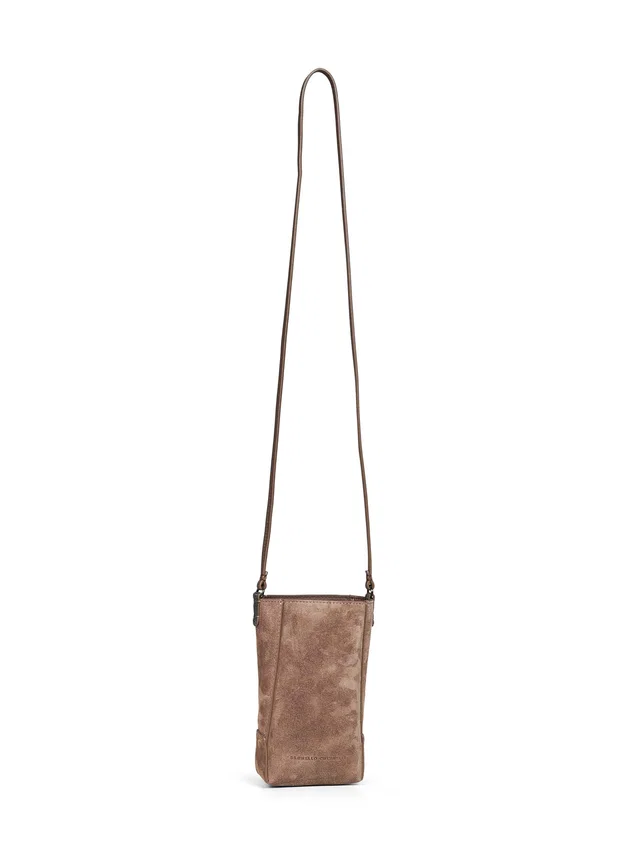 Brunello Cucinelli Crossbody Bag — Brown Paper in Brown Suede from HEWI