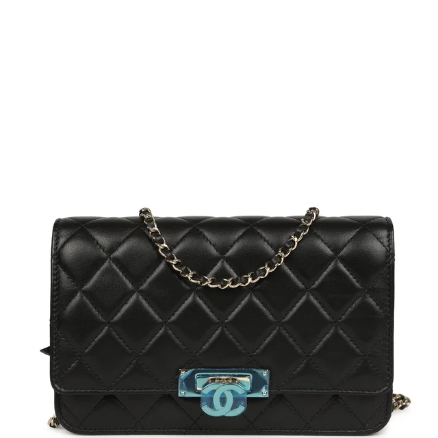 Chanel Wallet On Chain WOC Black Lambskin Light Gold Hardware in Black Lambskin from Madison Avenue Couture