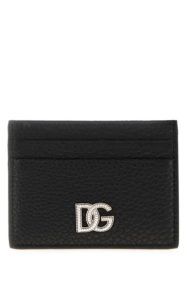 Dolce & Gabbana Logo-Embossed Leather Card Case — Black Cases in Black Leather from HEWI