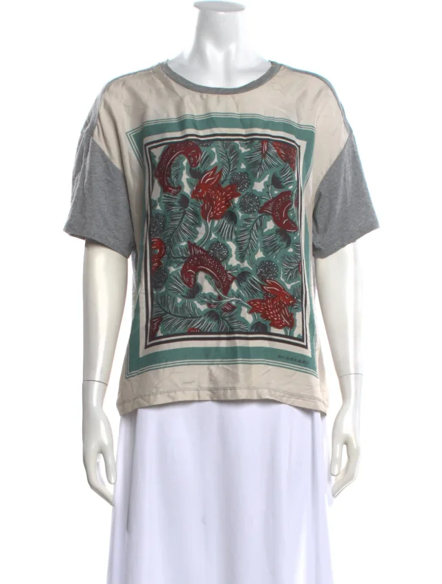 Burberry Graphic Print Crew Neck T-Shirt in gray from The RealReal