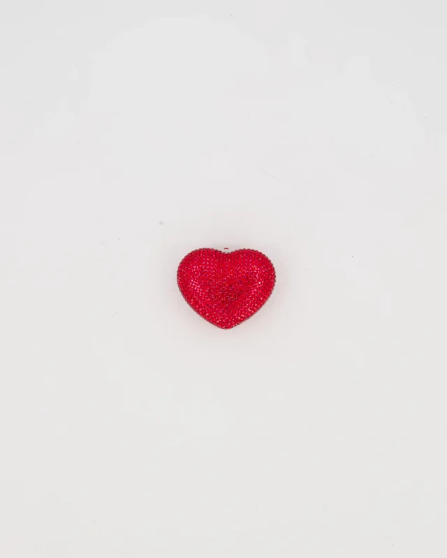 Judith Leiber Red Mini Heart Diamante Pill Box in Red from Sellier, photo 8 of 8