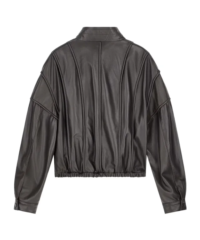 Emporio Armani Cropped nappa leather blouson jacket with a stand collar, photo 2 of 8 from SENSER