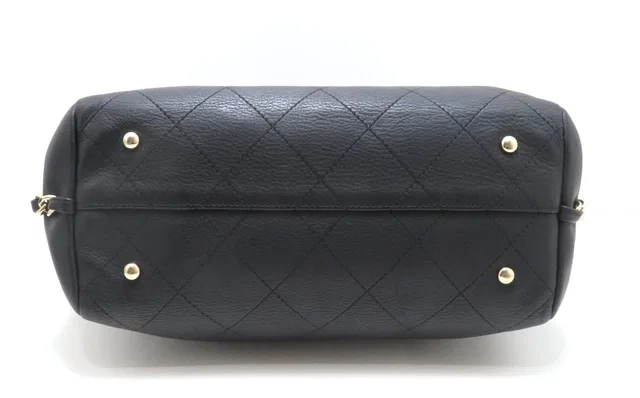 Chanel CC Logo Quilted 2-Way Tote Bag Calfskin Black in Black Calfskin from The Reluxe