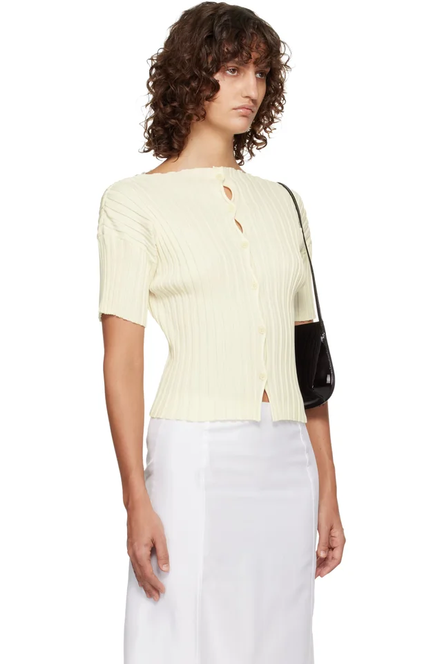 LE17SEPTEMBRE Off-White Millie Knit Short Cardigan, photo 2 of 4 from SSENSE