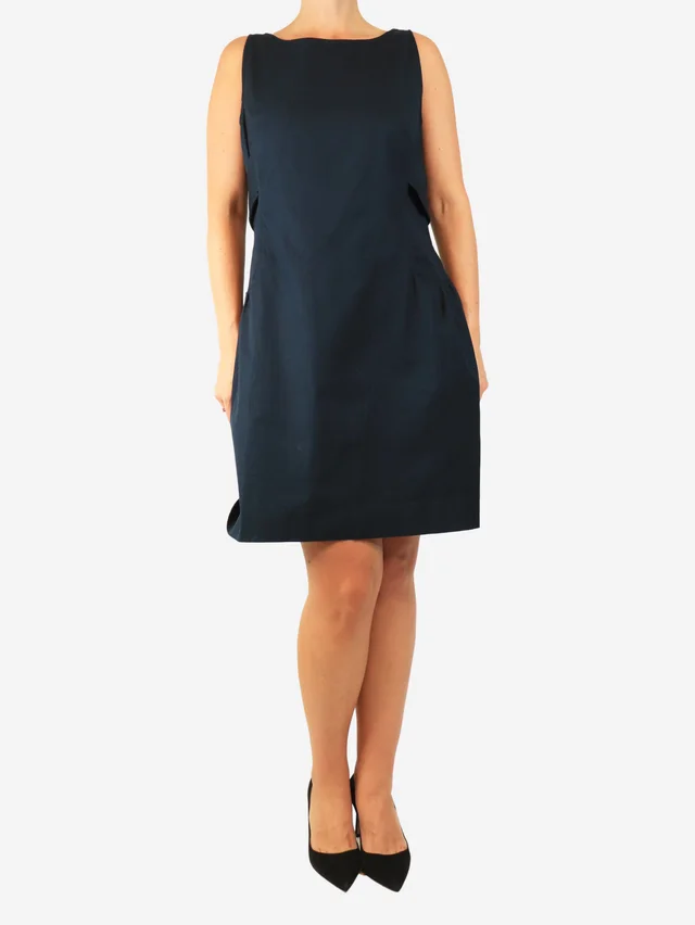 REDValentino Navy sleeveless cotton-blend dress - size UK 14 in Navy from Sign of the Times