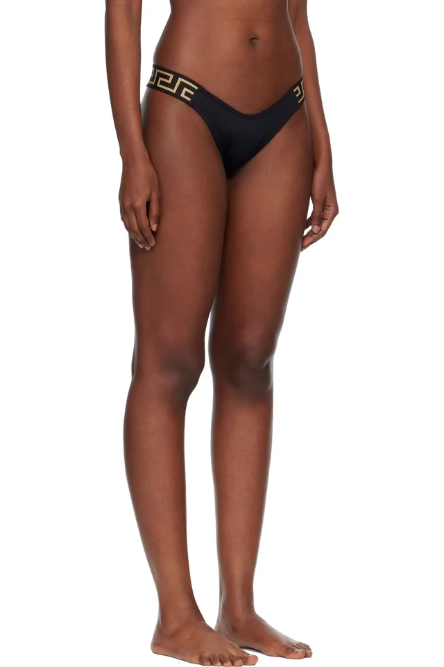Versace Black Jacquard Bikini Bottom, photo 2 of 4 from SSENSE