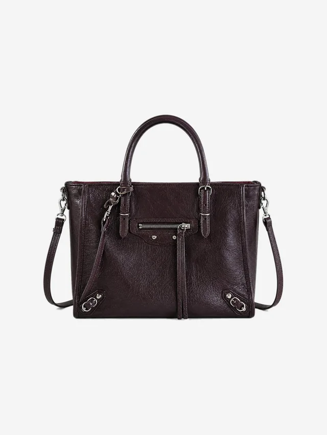 Balenciaga Burgundy Papier Zip Around mini tote in Burgundy Calfskin from Sign of the Times