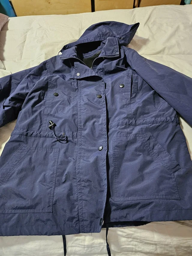 Tudor Navy Hooded Trench Coat With Adjustable Waist in blue from Poshmark