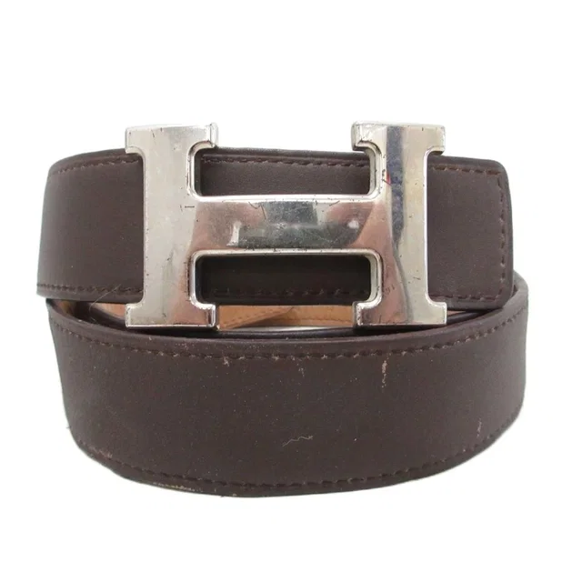 Hermès Constance Belt Logo Leather Buckle 80 Brown in Brown Leather from The Reluxe