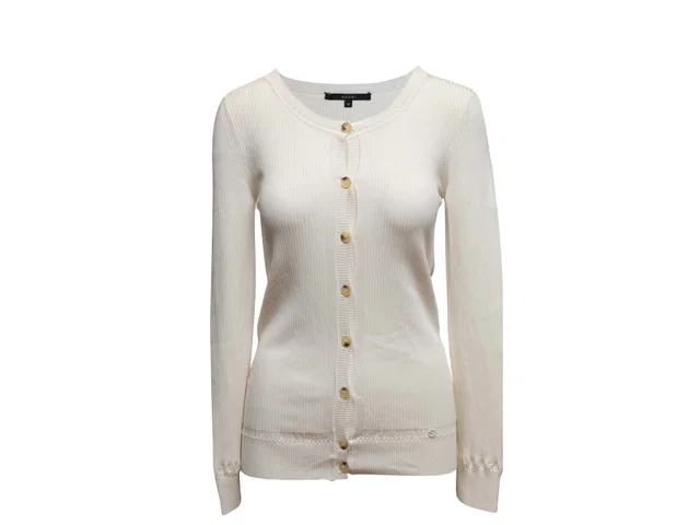 White Gucci Ribbed Cardigan Size US M in White from Designer Revival