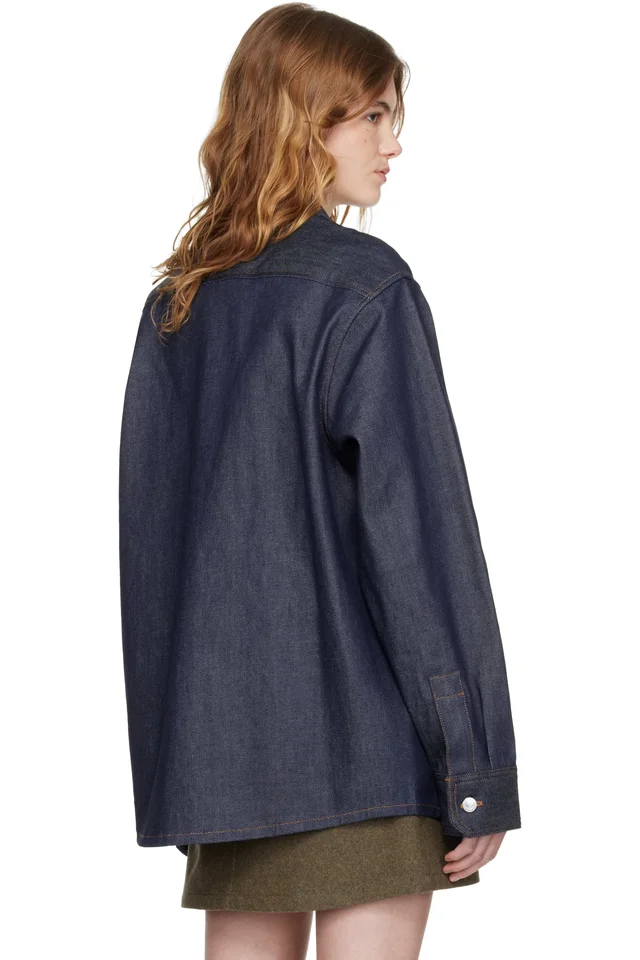 A.P.C. Navy Denim Overshirt, photo 3 of 4 from SSENSE