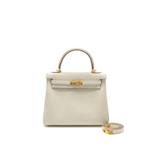 Hermès Kelly 25 Togo Mushroom GHW Stamp B in Togo leather from EMIER