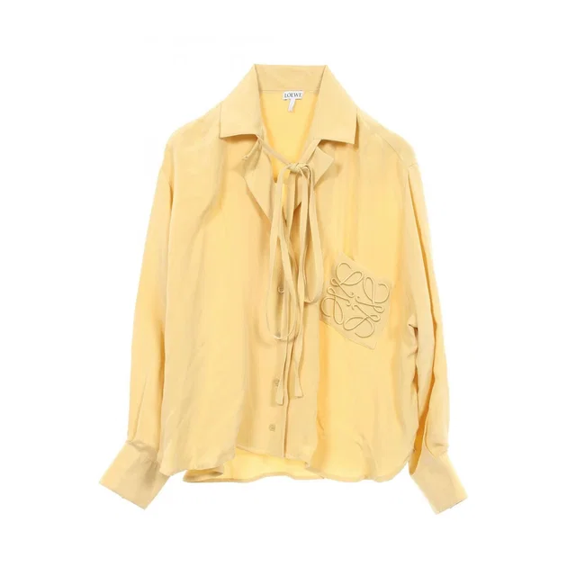 Loewe Anagram Long Sleeve Silk Shirt in Silk from The Reluxe