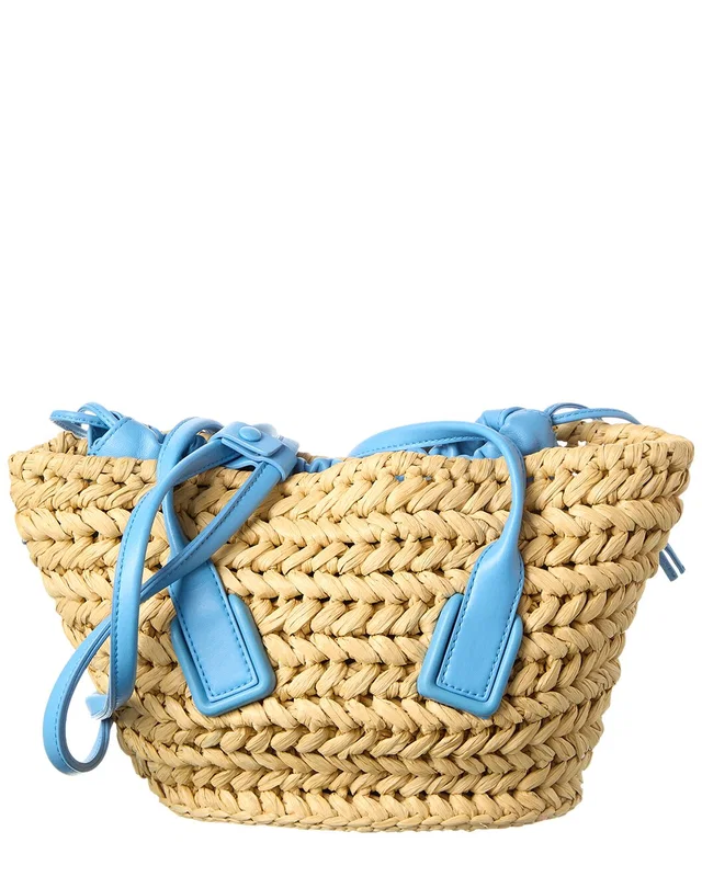 Bottega Veneta Arco Small Straw & Leather Basket Tote, image 1 of 1 from Gilt