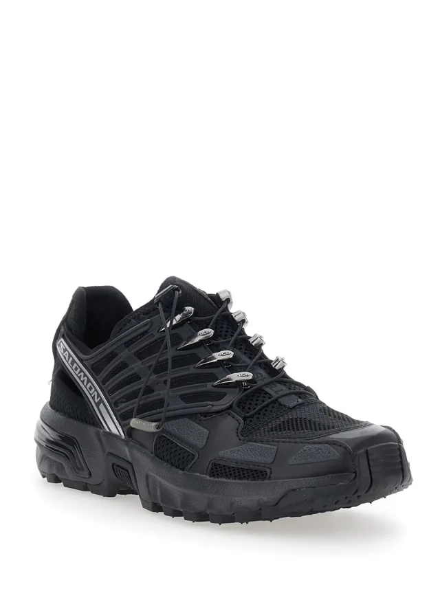 SALOMON Black Low Top Sneakers with drawstring closure and logo lettering on the side in tech fabric unisex in Black, photo 3 of 8 from Gaudenzi Boutique