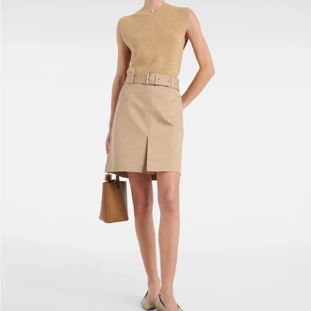 TOTEME Belted Cotton Mini Skirt Size 34/Xs in brown|neutral from Poshmark