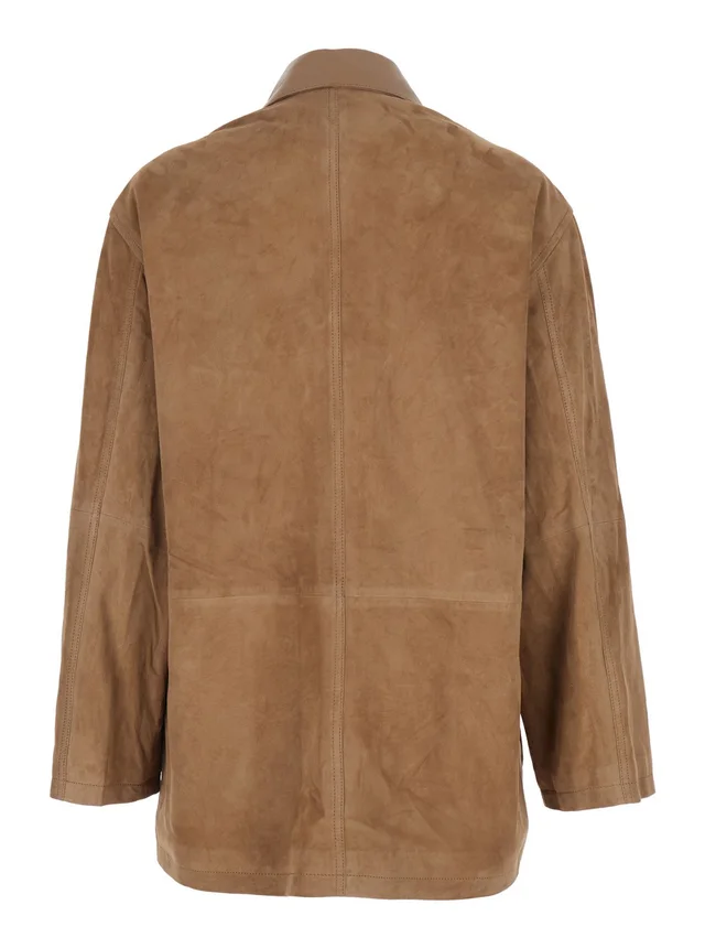 Arma 'Kaylee' Brown Jacket with Foldable Collar with Button and Patch Pockets on the Front in Suede for Women in Brown 100% Lamb, photo 4 of 6 from Gaudenzi Boutique