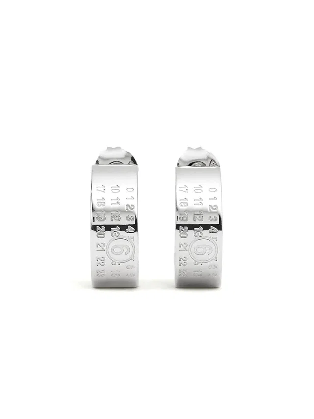 Maison Margiela Logo Earrings — Silver Brass in Silver from HEWI