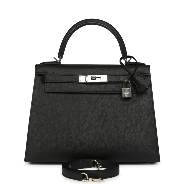 Hermès Kelly Sellier 28 Black Epsom Palladium Hardware in Black Epsom leather from Madison Avenue Couture