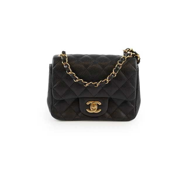 Chanel Mini Caviar Square Black in Black Caviar leather from The Purse Affair